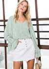 Minty Bell Sleeve Blouse