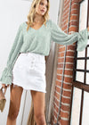 Minty Bell Sleeve Blouse