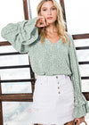 Minty Bell Sleeve Blouse