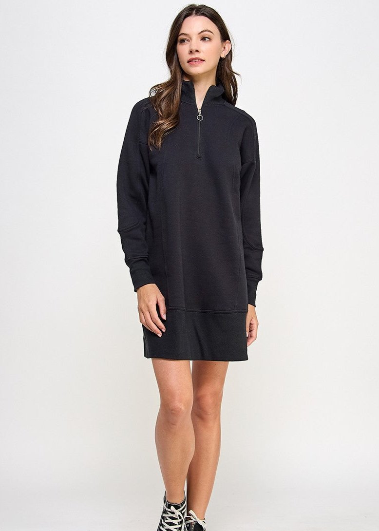 Going Places Sweatshirt Dress | Black