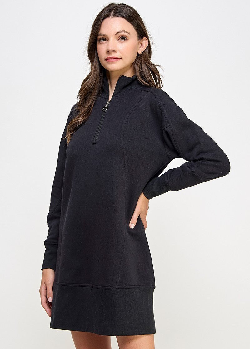 Going Places Sweatshirt Dress | Black