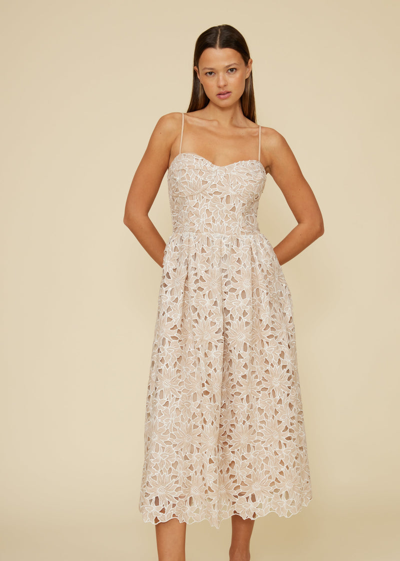 GOLD Mona Lace Midi Dress