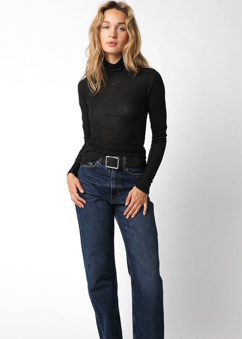 Eve Turtle Neck Top | Black