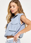 City Style Vest Top | Dusty Blue