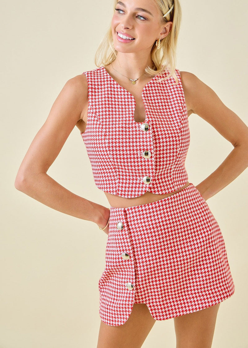 Rowen Houndstooth Skort