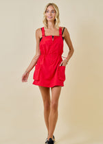 New in Town Overall Dress | Red