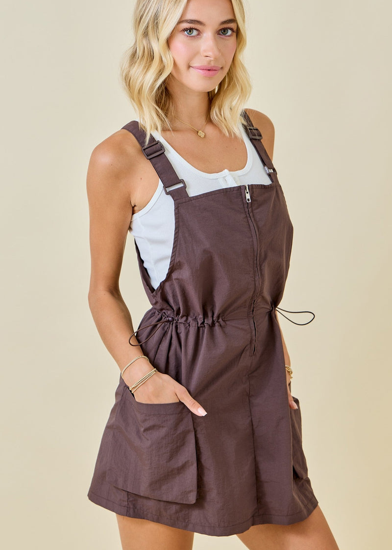 New in Town Overall Dress | Chocolate