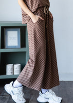 Mocha Checker Cropped Wide Pant