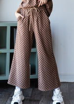 Mocha Checker Cropped Wide Pant