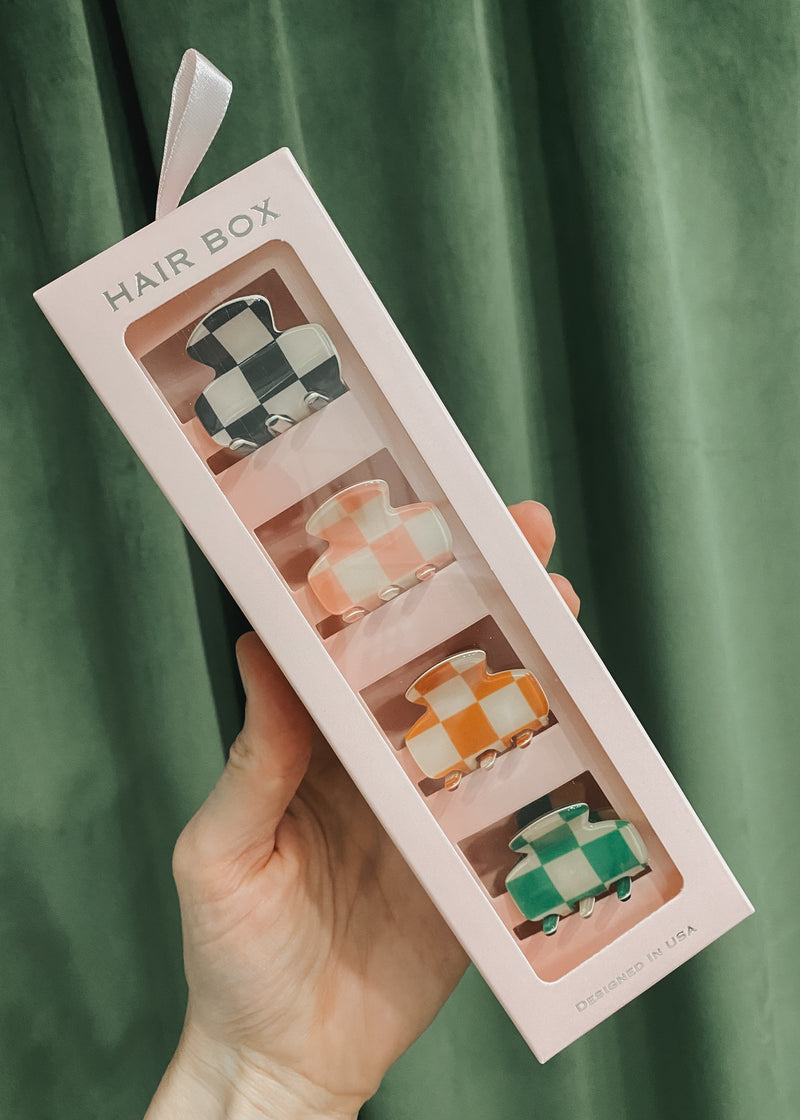 Checkered Mini Claw Clip Set
