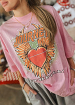 Journey Pink Vintage Band Logo Tee