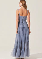 GOLD Mireya Bustier Tulle Maxi Dress