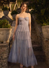 GOLD Mireya Bustier Tulle Maxi Dress