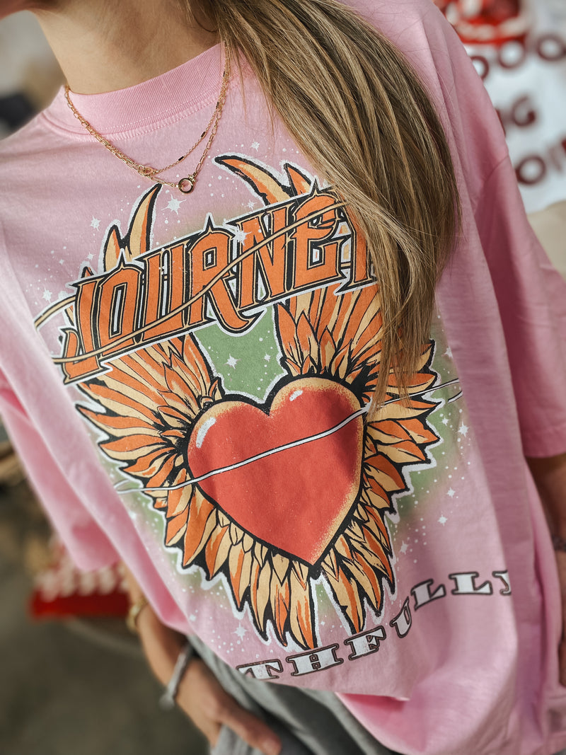 Journey Pink Vintage Band Logo Tee