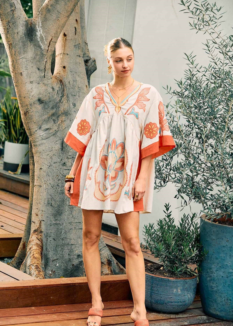 Bohemian Embroidered Kaftan Dress