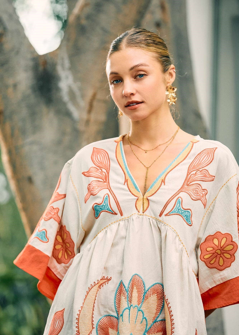 Bohemian Embroidered Kaftan Dress