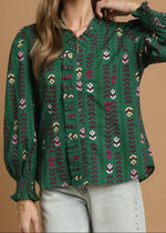 Green & Ruffle Top