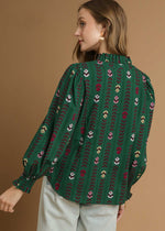 Green & Ruffle Top