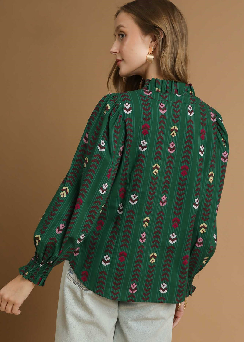 Green & Ruffle Top