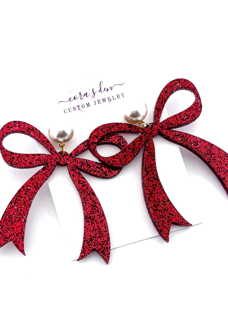 Red Bow Earrings