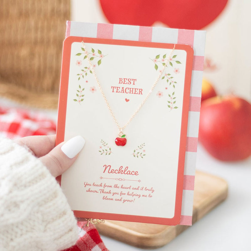 Best Teacher Apple Necklace