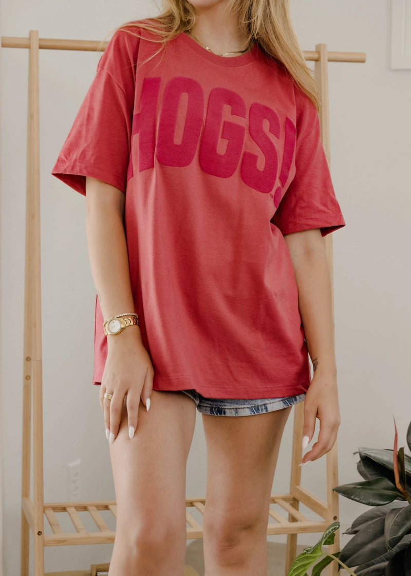 Hogs Mono Puff Ink Red Tee