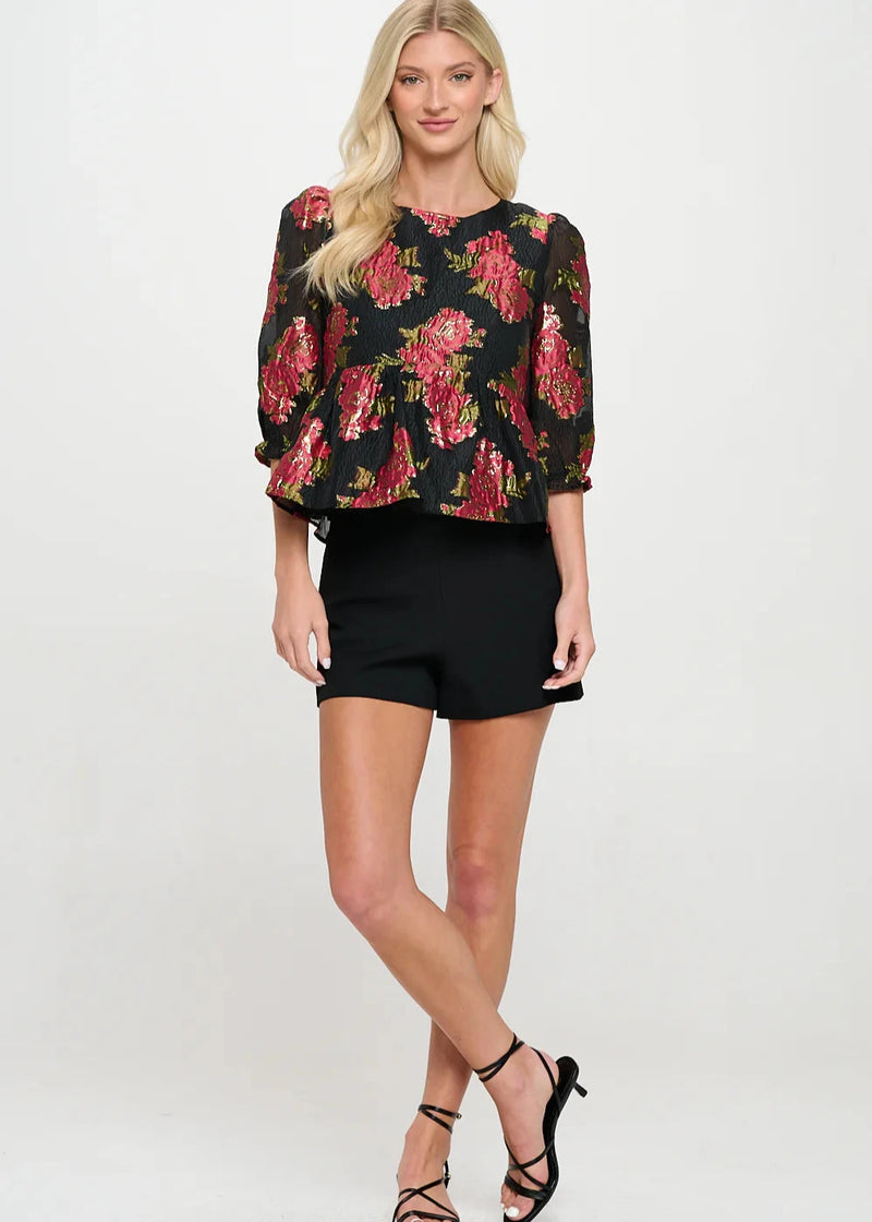 Scarlet Blossom Noir Blouse