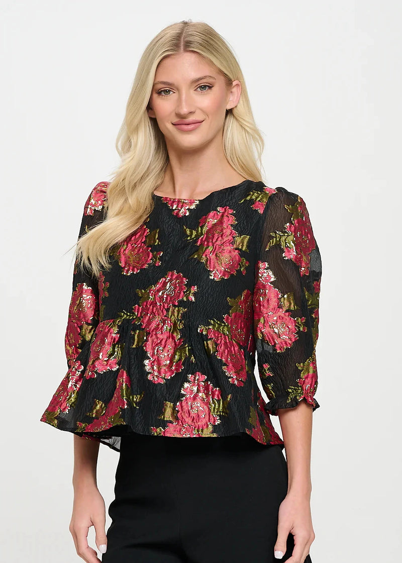 Scarlet Blossom Noir Blouse