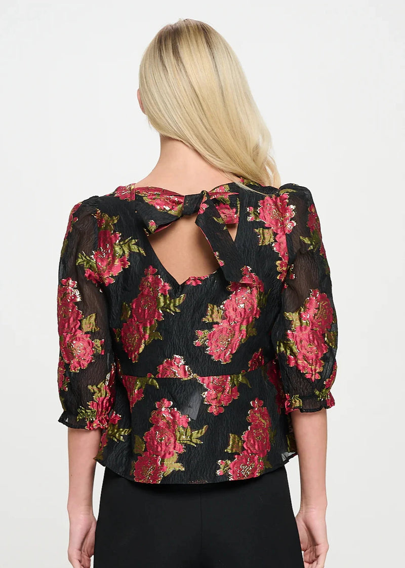 Scarlet Blossom Noir Blouse
