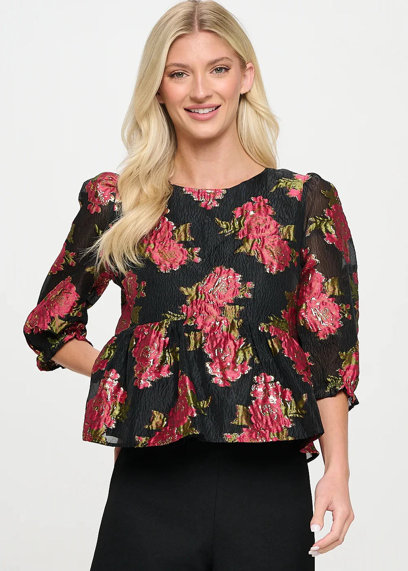 Scarlet Blossom Noir Blouse